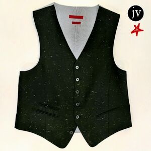 John Varvatos ☆ USA Mens Large Black Vest with multicolor Striped Fabric